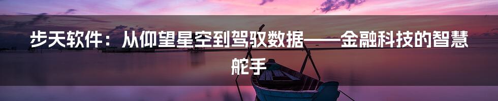 步天软件：从仰望星空到驾驭数据——金融科技的智慧舵手