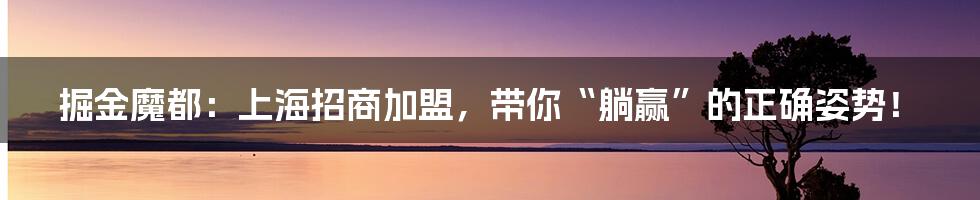 掘金魔都：上海招商加盟，带你“躺赢”的正确姿势！