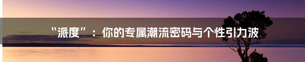 “派度”：你的专属潮流密码与个性引力波