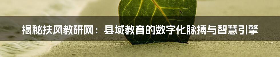 揭秘扶风教研网：县域教育的数字化脉搏与智慧引擎