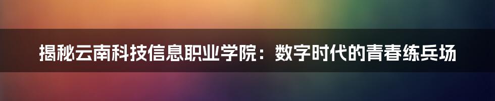 揭秘云南科技信息职业学院：数字时代的青春练兵场