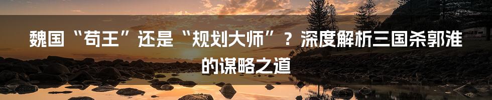 魏国“苟王”还是“规划大师”？深度解析三国杀郭淮的谋略之道