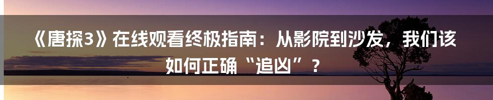 《唐探3》在线观看终极指南：从影院到沙发，我们该如何正确“追凶”？