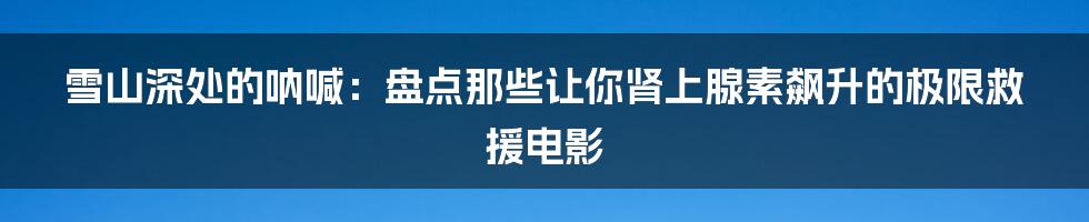 雪山深处的呐喊：盘点那些让你肾上腺素飙升的极限救援电影