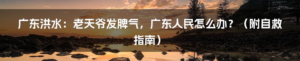 广东洪水：老天爷发脾气，广东人民怎么办？（附自救指南）