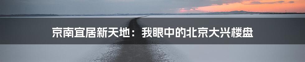 京南宜居新天地：我眼中的北京大兴楼盘