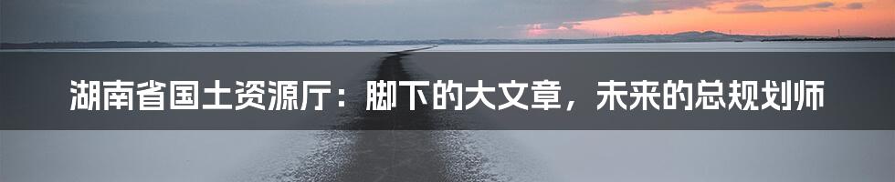 湖南省国土资源厅：脚下的大文章，未来的总规划师