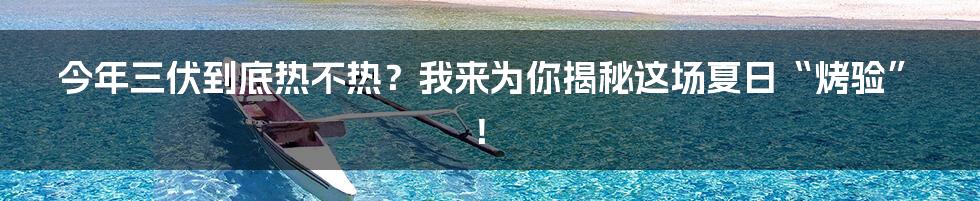 今年三伏到底热不热？我来为你揭秘这场夏日“烤验”！