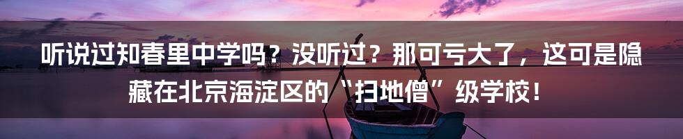 听说过知春里中学吗？没听过？那可亏大了，这可是隐藏在北京海淀区的“扫地僧”级学校！