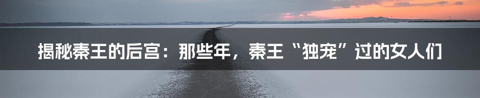 揭秘秦王的后宫：那些年，秦王“独宠”过的女人们