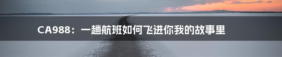 CA988：一趟航班如何飞进你我的故事里