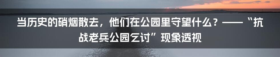 当历史的硝烟散去，他们在公园里守望什么？——“抗战老兵公园乞讨”现象透视