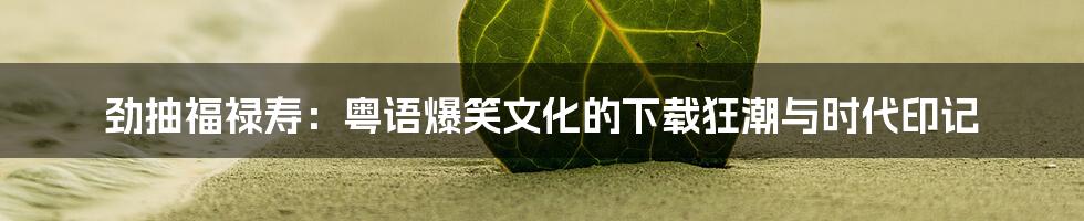 劲抽福禄寿：粤语爆笑文化的下载狂潮与时代印记