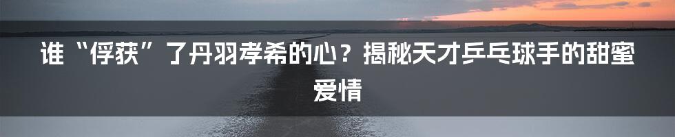 谁“俘获”了丹羽孝希的心？揭秘天才乒乓球手的甜蜜爱情