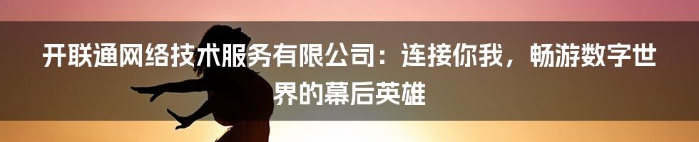 开联通网络技术服务有限公司：连接你我，畅游数字世界的幕后英雄