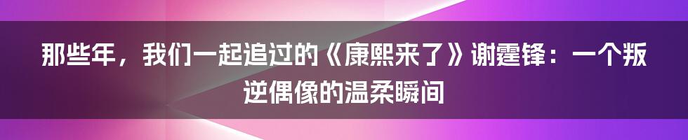 那些年，我们一起追过的《康熙来了》谢霆锋：一个叛逆偶像的温柔瞬间