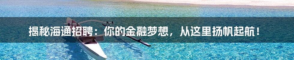 揭秘海通招聘：你的金融梦想，从这里扬帆起航！