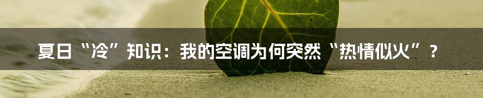 夏日“冷”知识：我的空调为何突然“热情似火”？