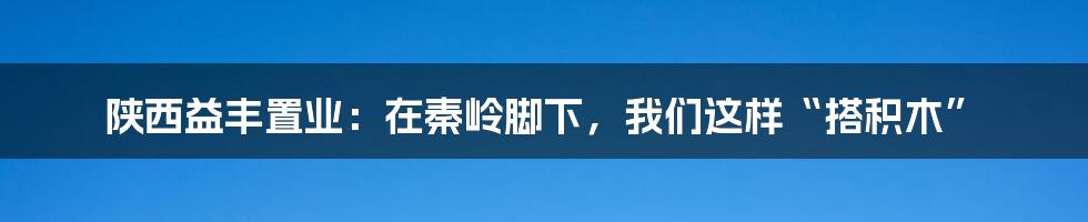 陕西益丰置业：在秦岭脚下，我们这样“搭积木”