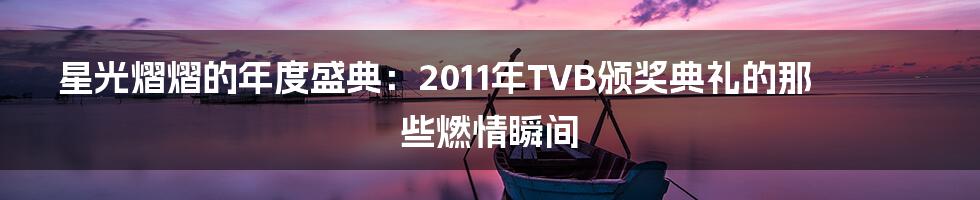 星光熠熠的年度盛典：2011年TVB颁奖典礼的那些燃情瞬间