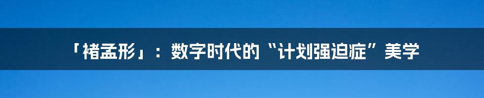 「褚孟形」：数字时代的“计划强迫症”美学