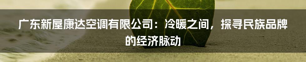 广东新屋康达空调有限公司：冷暖之间，探寻民族品牌的经济脉动