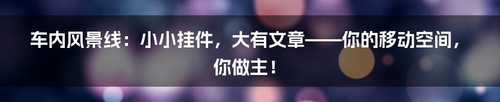 车内风景线：小小挂件，大有文章——你的移动空间，你做主！