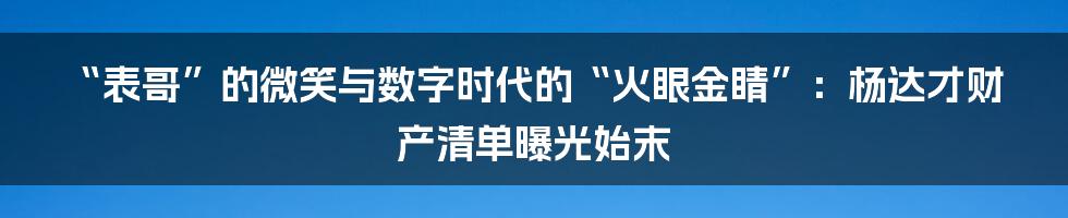 “表哥”的微笑与数字时代的“火眼金睛”：杨达才财产清单曝光始末