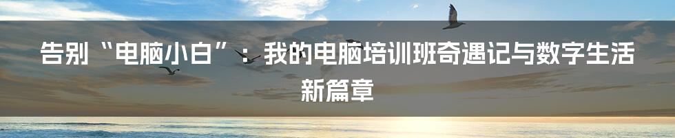 告别“电脑小白”：我的电脑培训班奇遇记与数字生活新篇章