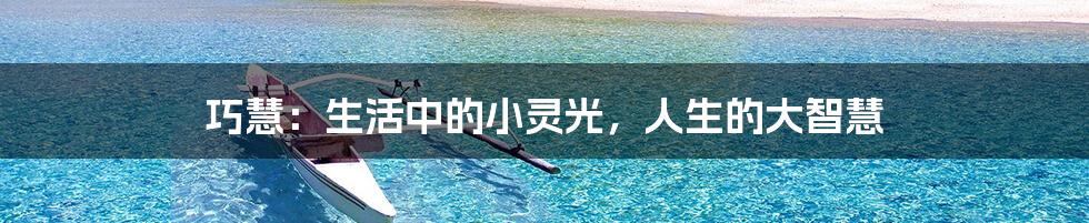 巧慧：生活中的小灵光，人生的大智慧