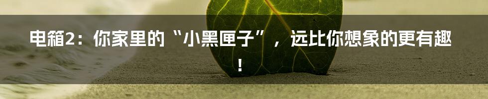 电箱2：你家里的“小黑匣子”，远比你想象的更有趣！