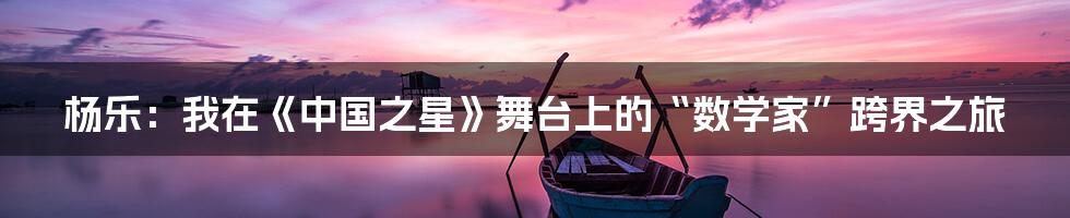 杨乐：我在《中国之星》舞台上的“数学家”跨界之旅