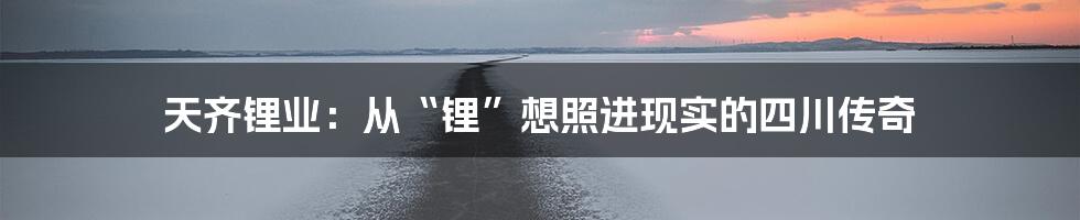 天齐锂业：从“锂”想照进现实的四川传奇