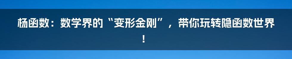 杨函数：数学界的“变形金刚”，带你玩转隐函数世界！