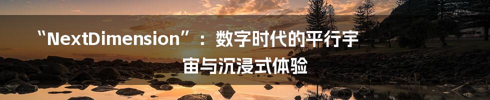 “NextDimension”：数字时代的平行宇宙与沉浸式体验