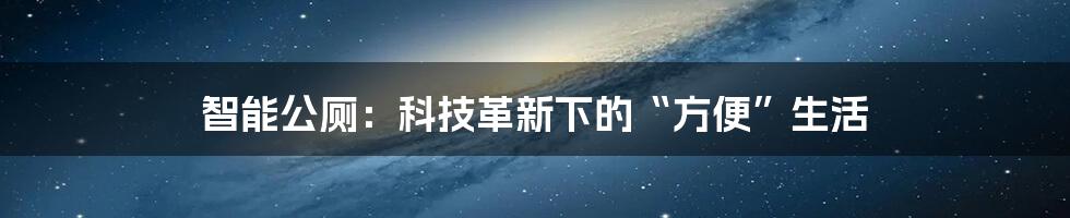 智能公厕：科技革新下的“方便”生活
