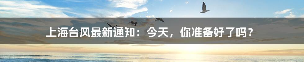 上海台风最新通知：今天，你准备好了吗？