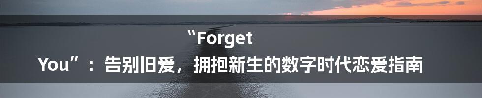 “Forget You”：告别旧爱，拥抱新生的数字时代恋爱指南