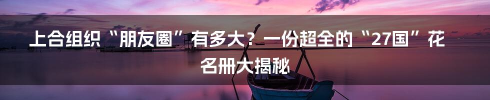 上合组织“朋友圈”有多大？一份超全的“27国”花名册大揭秘