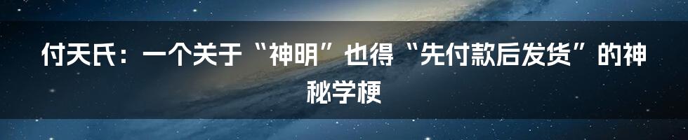 付天氏：一个关于“神明”也得“先付款后发货”的神秘学梗
