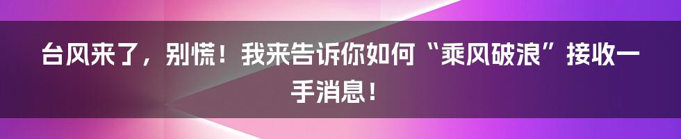 台风来了，别慌！我来告诉你如何“乘风破浪”接收一手消息！