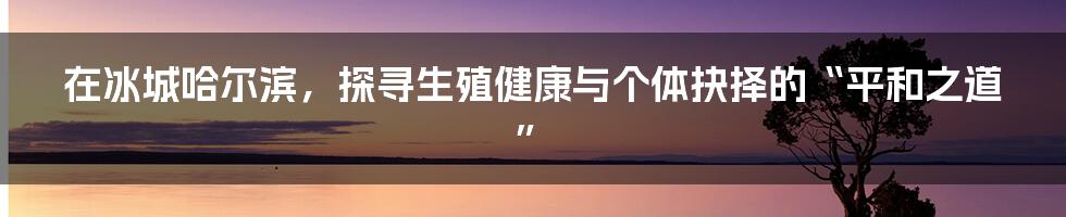 在冰城哈尔滨，探寻生殖健康与个体抉择的“平和之道”
