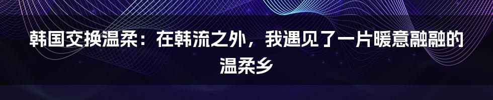 韩国交换温柔：在韩流之外，我遇见了一片暖意融融的温柔乡