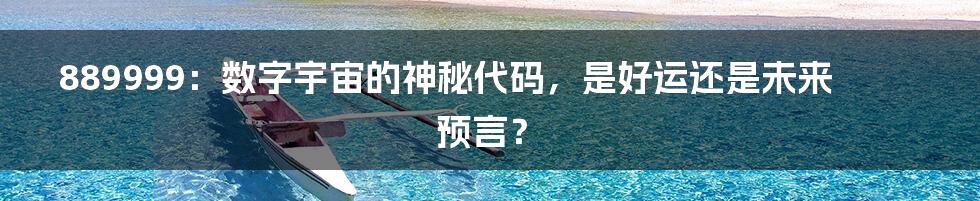 889999：数字宇宙的神秘代码，是好运还是未来预言？