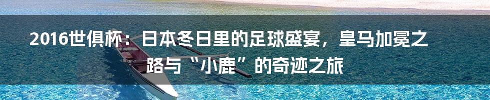 2016世俱杯：日本冬日里的足球盛宴，皇马加冕之路与“小鹿”的奇迹之旅