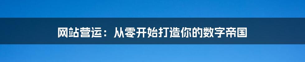 网站营运：从零开始打造你的数字帝国