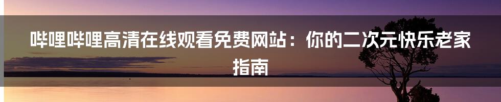 哔哩哔哩高清在线观看免费网站：你的二次元快乐老家指南