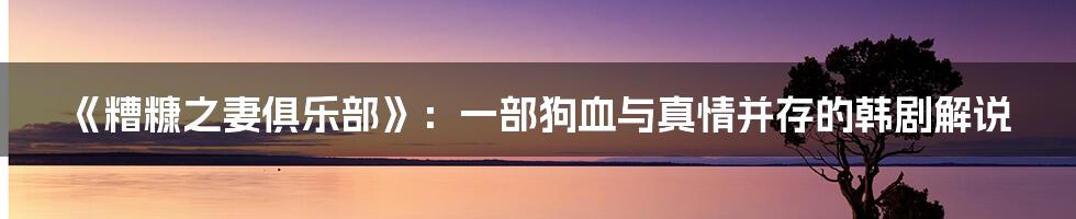 《糟糠之妻俱乐部》：一部狗血与真情并存的韩剧解说