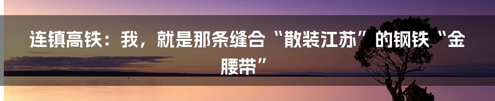 连镇高铁：我，就是那条缝合“散装江苏”的钢铁“金腰带”