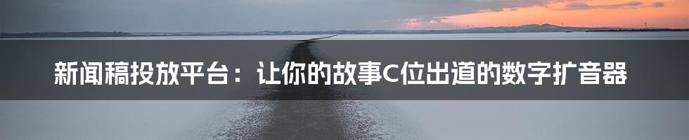 新闻稿投放平台：让你的故事C位出道的数字扩音器